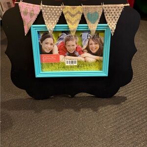Black and Blue Picture Frame with Bunting Accents